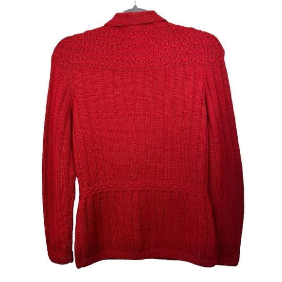 Vintage Lauren Ralph Lauren Hand Knit Red Zip Cardigan Sweater, 2P - Picture 3 of 12